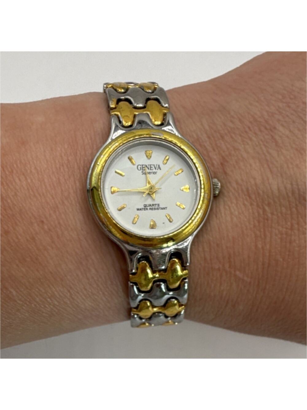 Geneva Superior Women's Quartz Analog Two-Tone Bracelet White Dial Watch